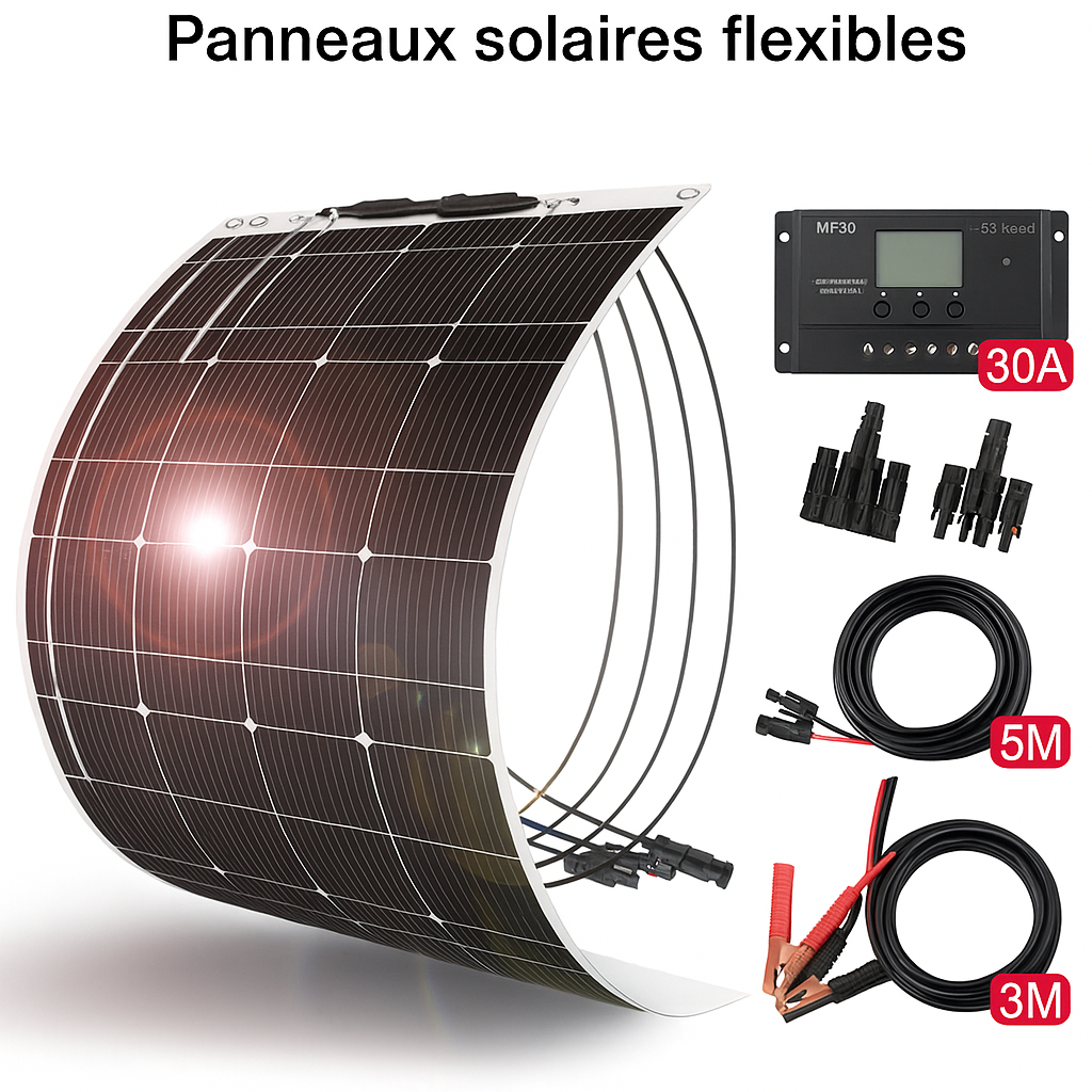 DOKIO-Panneaux solaires étanches et flexibles, 100Wset 200Wset 400Wset 18V, batterie monocBN alline de camping 12V